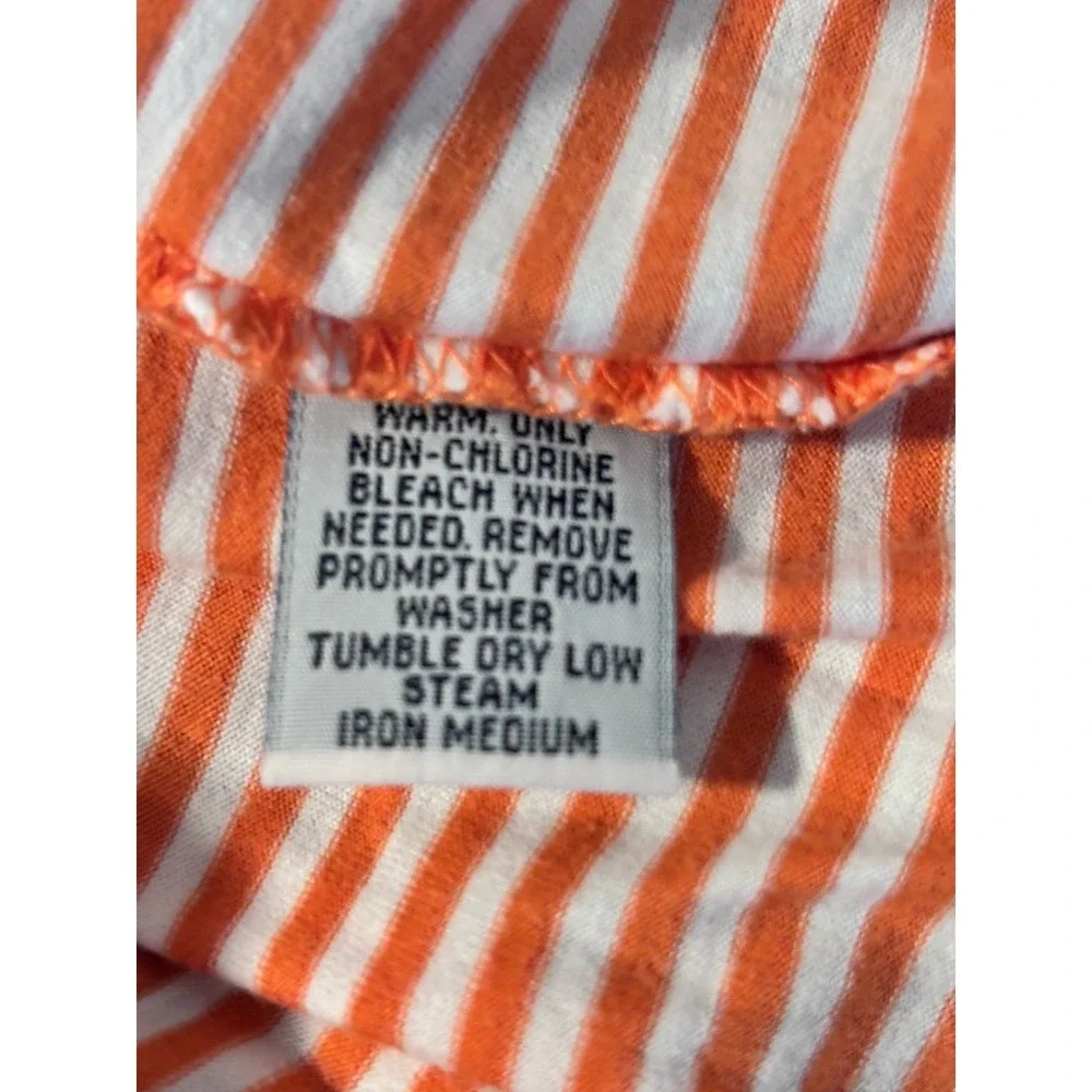 Polo Ralph Lauren Large Orange White Stripe 100% Cotton Large Polo 48x29 Clean